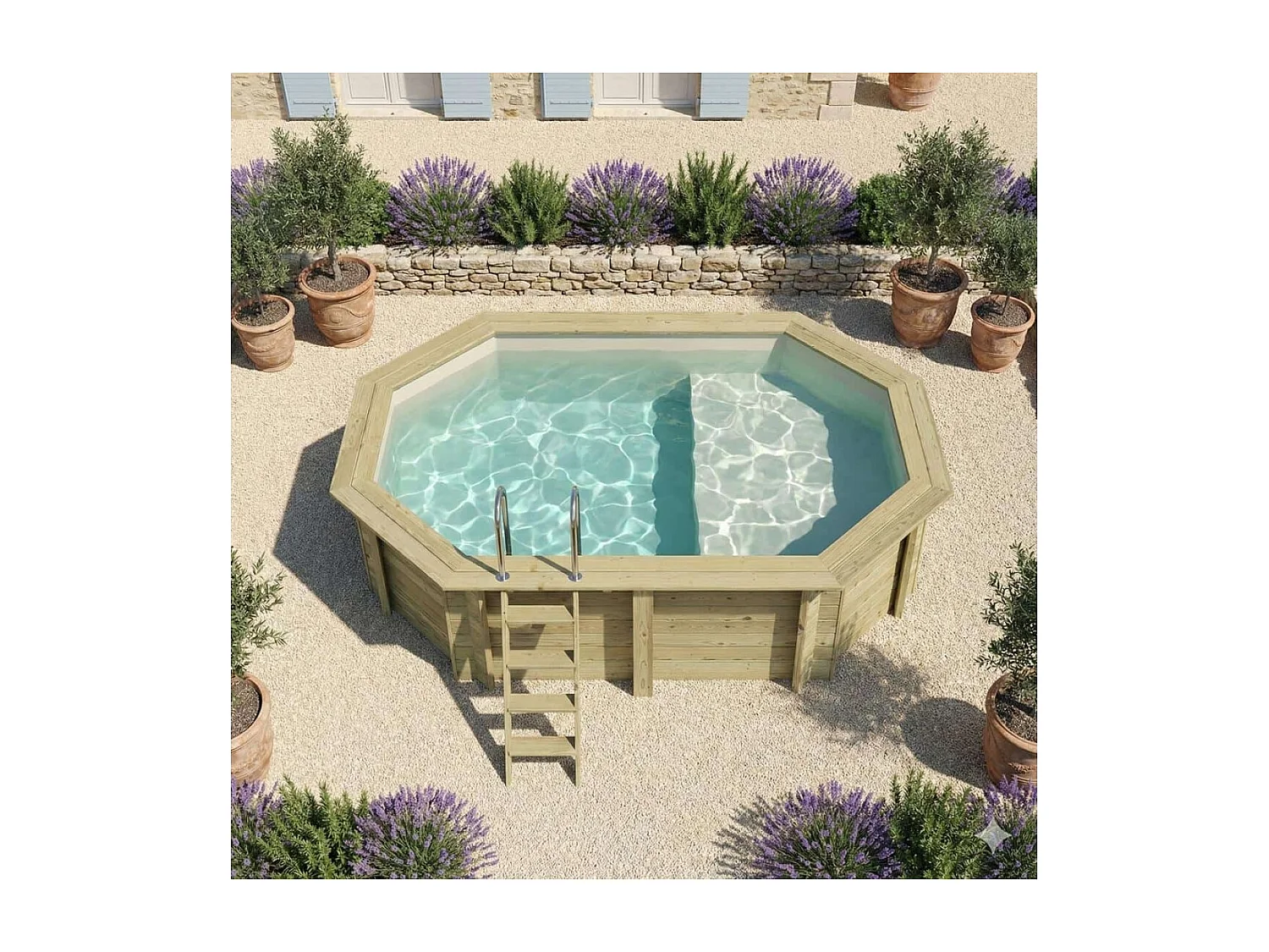 Piscine en bois NEMO 4.3 x 3 - H.1.18 m avec plage, sable, fixations à visser - BAS7302OSPL3+PLA302 - ALTANKA