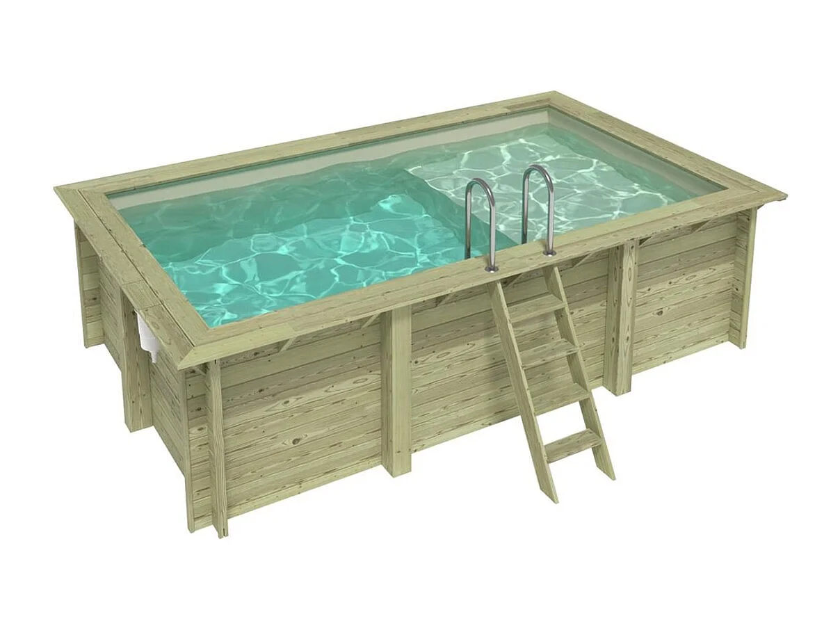 Piscine en bois AQUA 4.65 x 2.85 - H.1.24 m avec plage, sable, fixations à visser - BAS7306OSPL3+PLA306 - ALTANKA