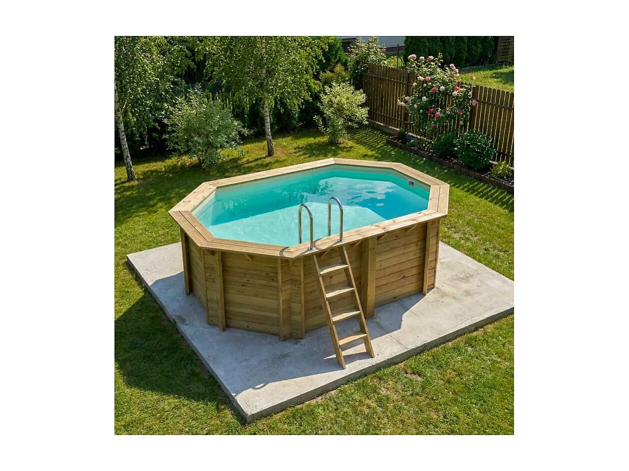 Piscine en bois NEMO 4.3 x 3 - H.1.31 m, sable, cadre en métal - sans dalle - BAS7303OSPU3 - ALTANKA