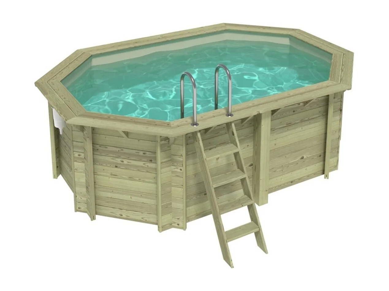 Piscina in legno NEMO 4.3 x 3 - H.1.31 m, sabbia, Su telaio - senza cementazione - BAS7303OSPU3 - ALTANKA