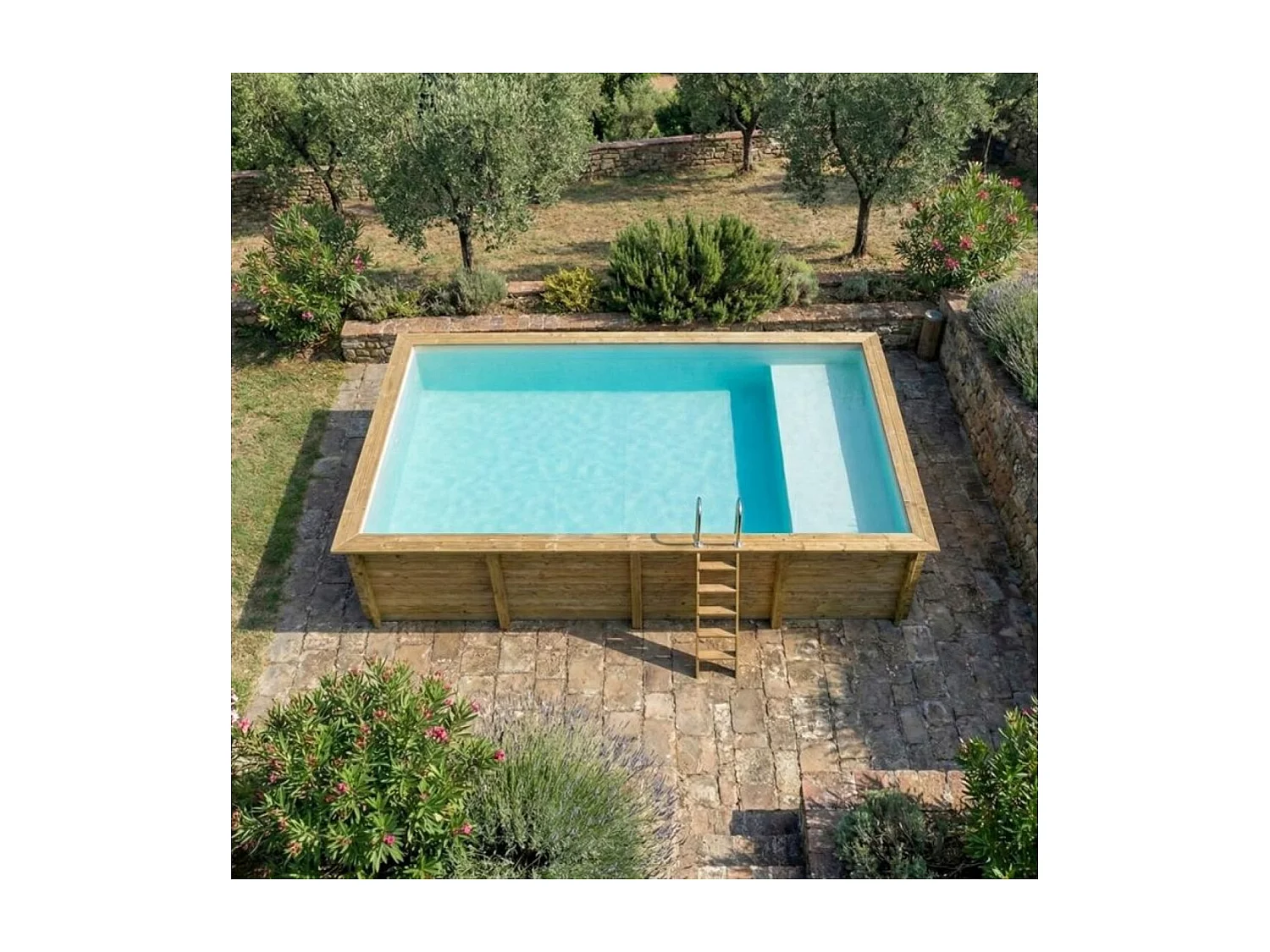 Piscine en bois AQUA 8.5 x 4.35 - H.1.45 m avec plage, sable, fixations à visser - BAS7309OSPL3+PLA309 - ALTANKA