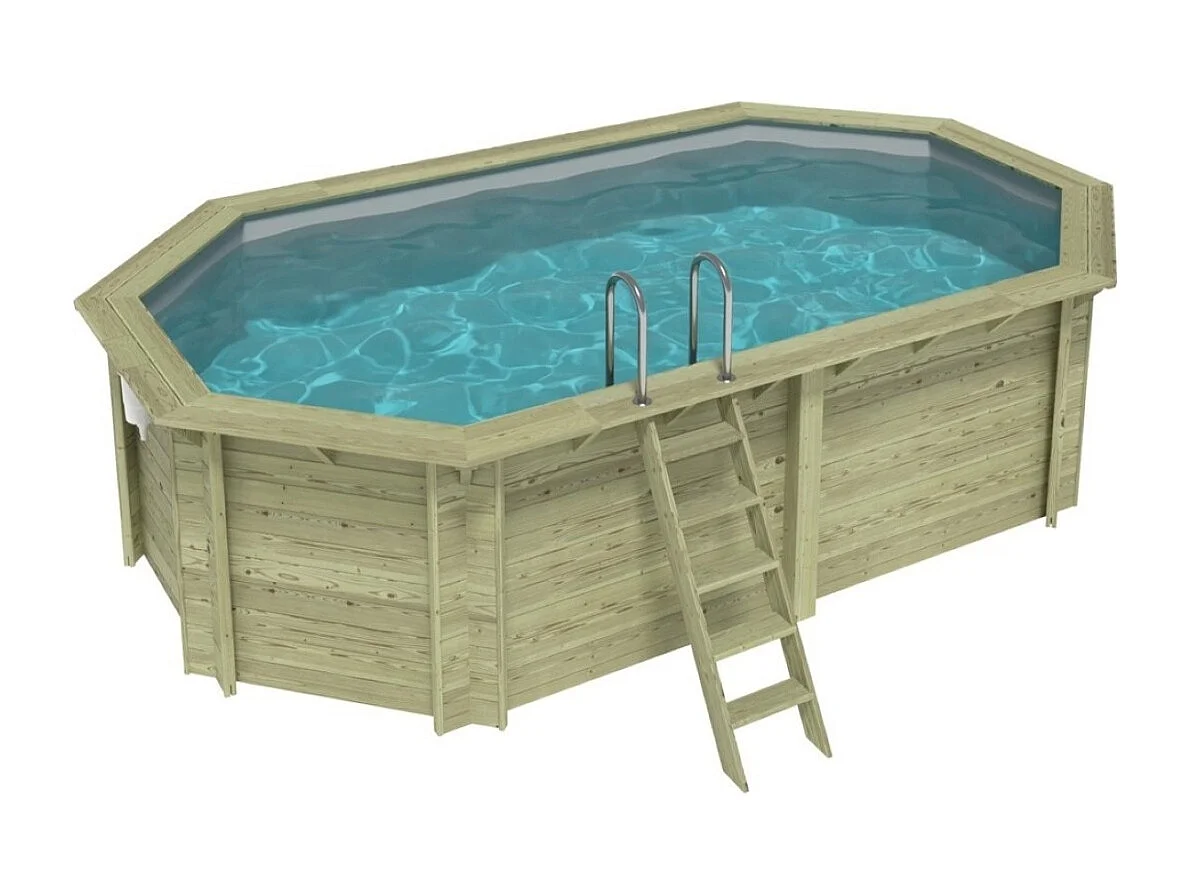Piscina in legno NEMO 5.79 x 3.49 - H.1.45 m, grigio, Su telaio - senza cementazione - BAS7304OSPU2 - ALTANKA