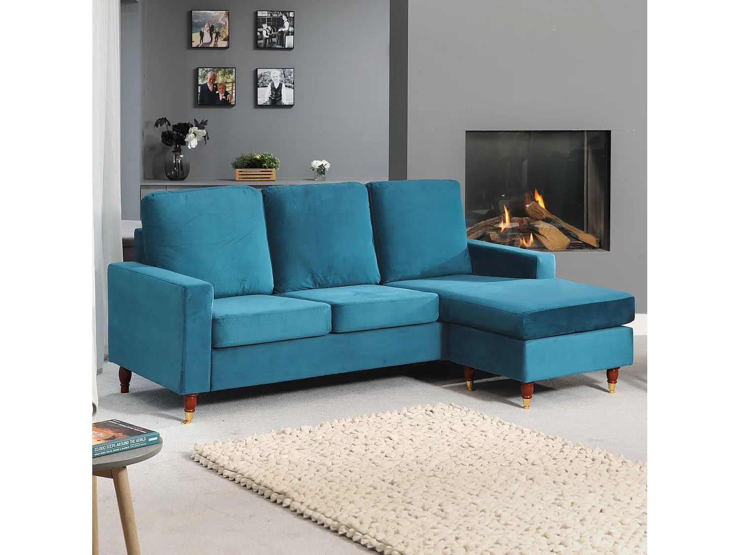 Hendrick Velvet Reversible Corner Sofa