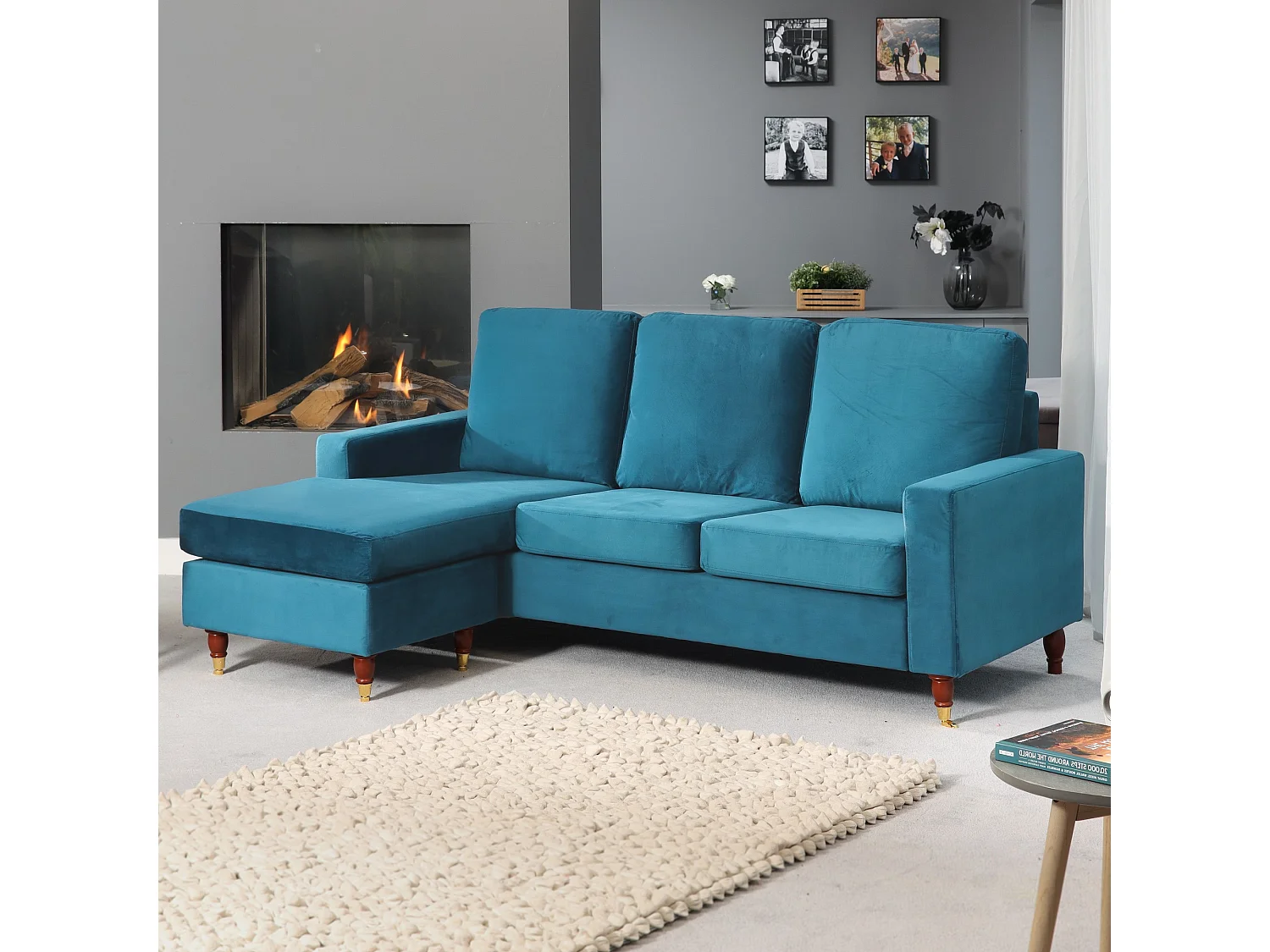Hendrick Velvet Reversible Corner Sofa