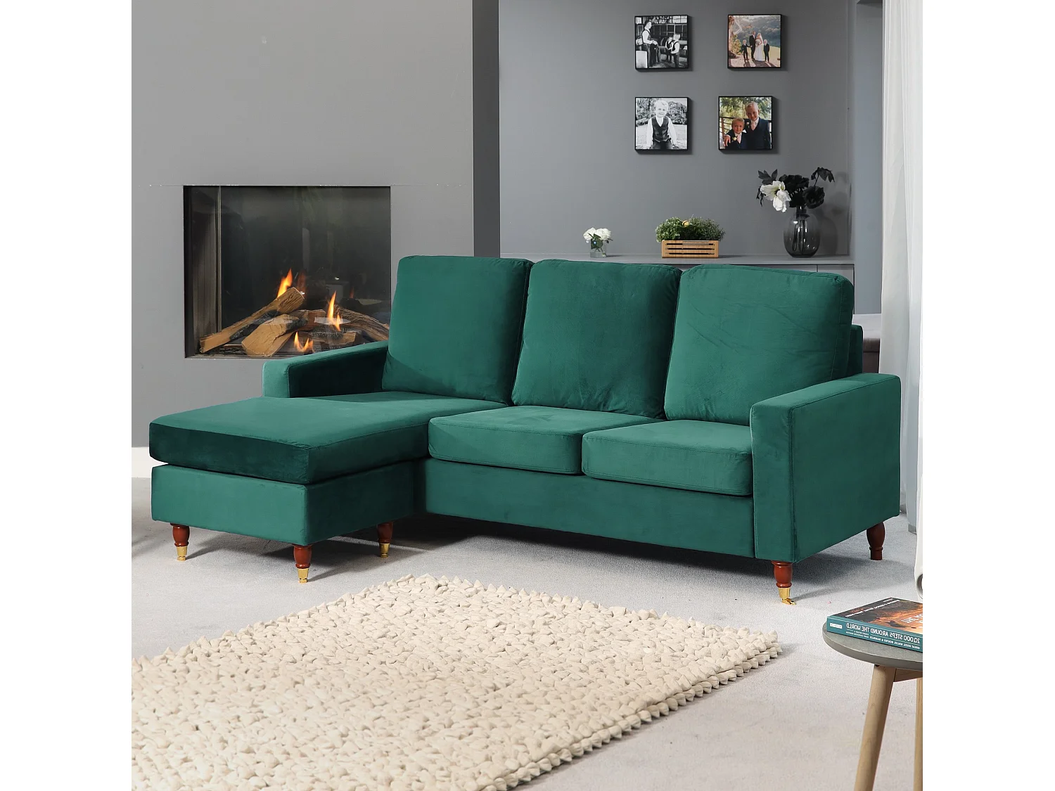Hendrick Velvet Reversible Corner Sofa