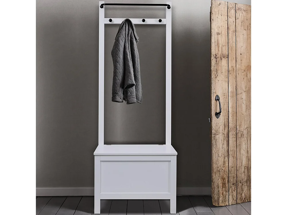 Noa & Nani Karlstad Hallway Bench Shoe Storage and Coat Hook in White