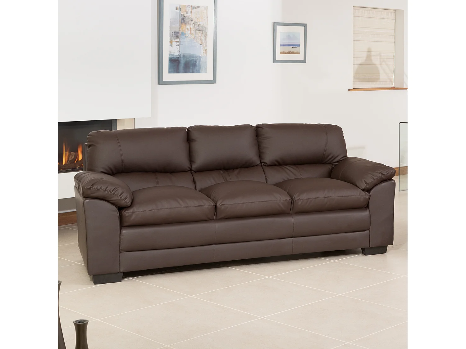 Genoa 3 Seat Leather Sofa