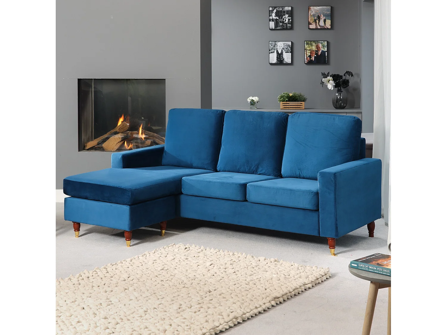 Hendrick Velvet Reversible Corner Sofa