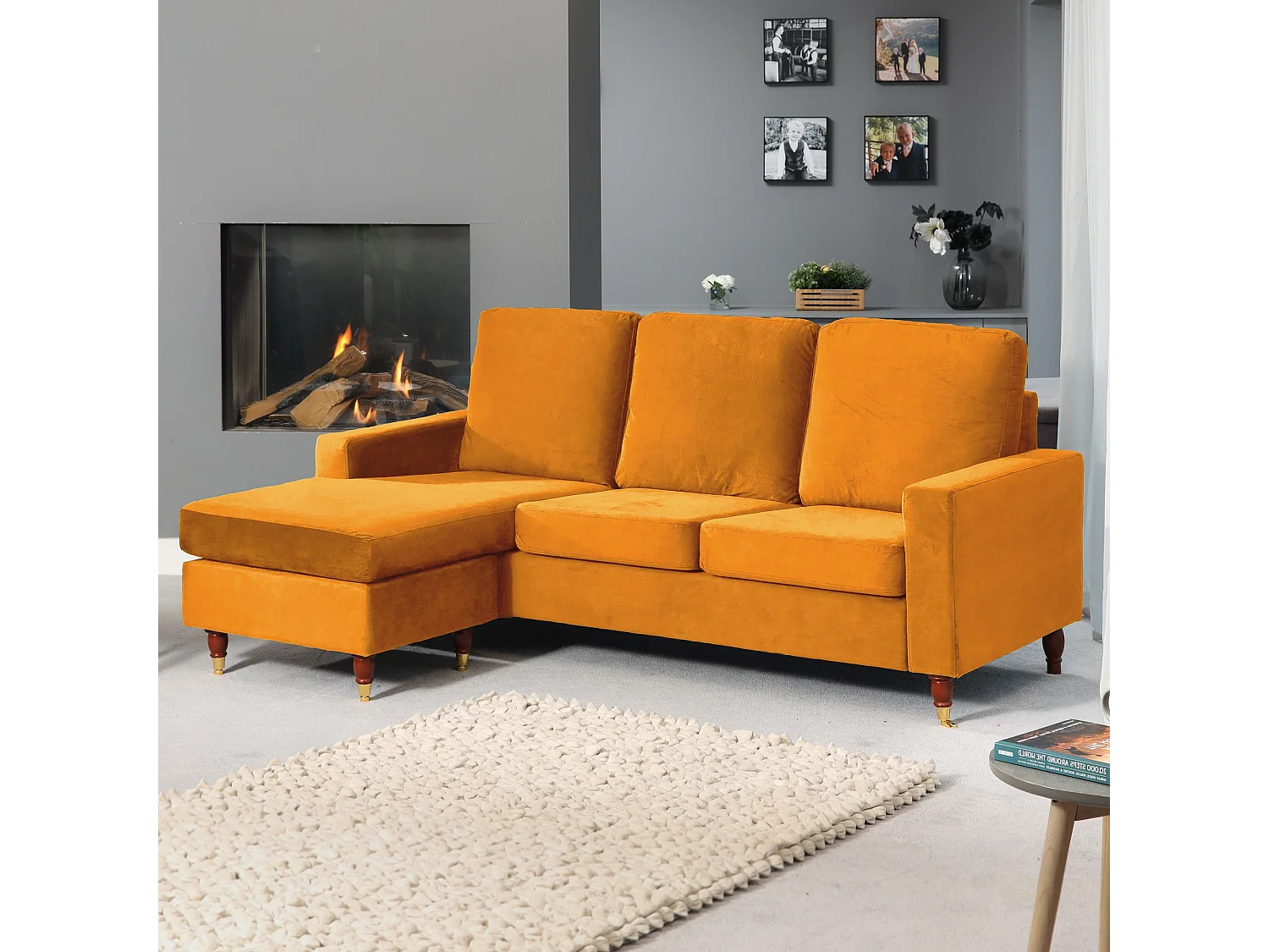 Hendrick Velvet Reversible Corner Sofa