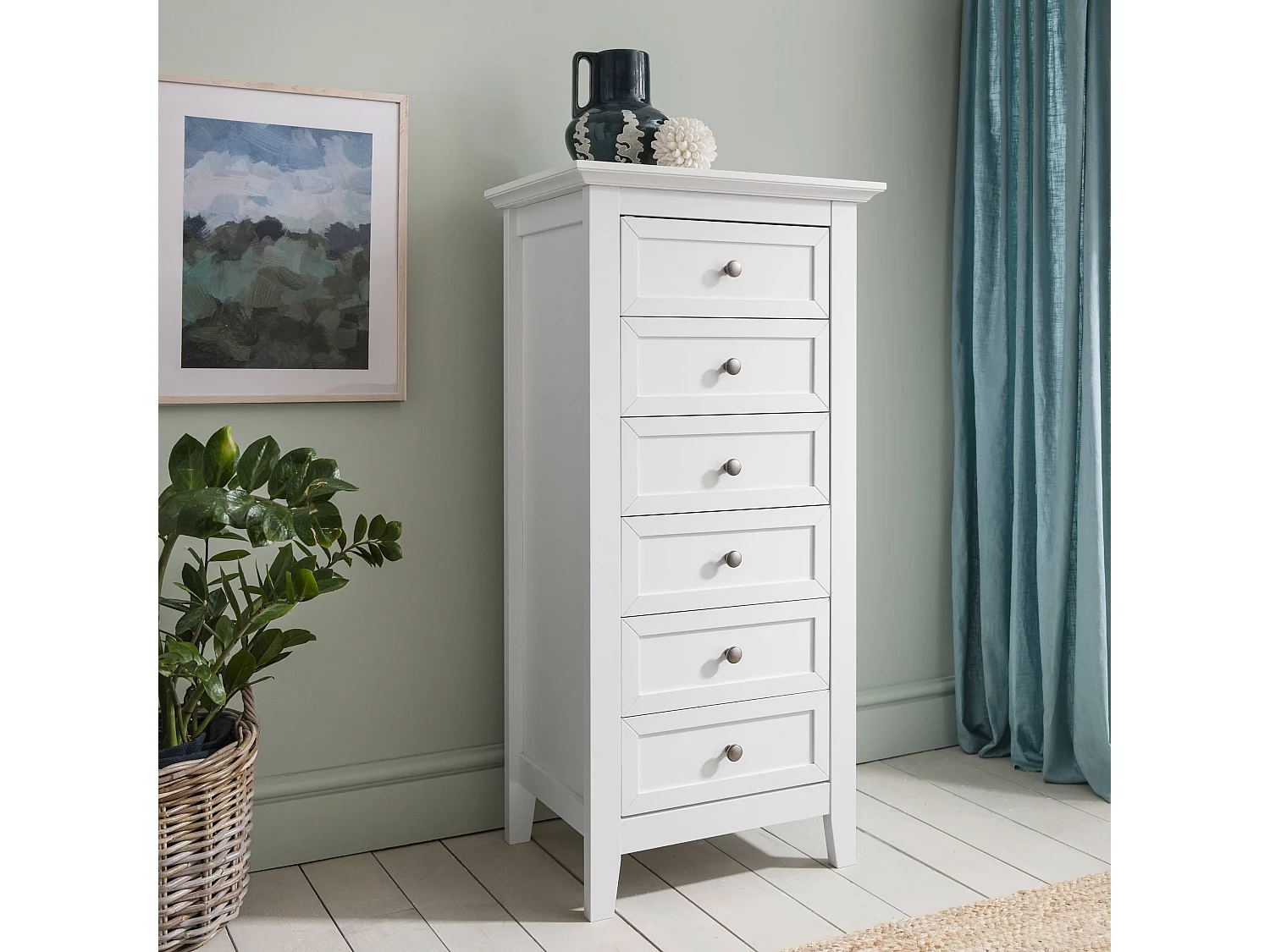 Noa & Nani Karlstad Chest of Drawers Tall Bedroom 6 Drawer in White