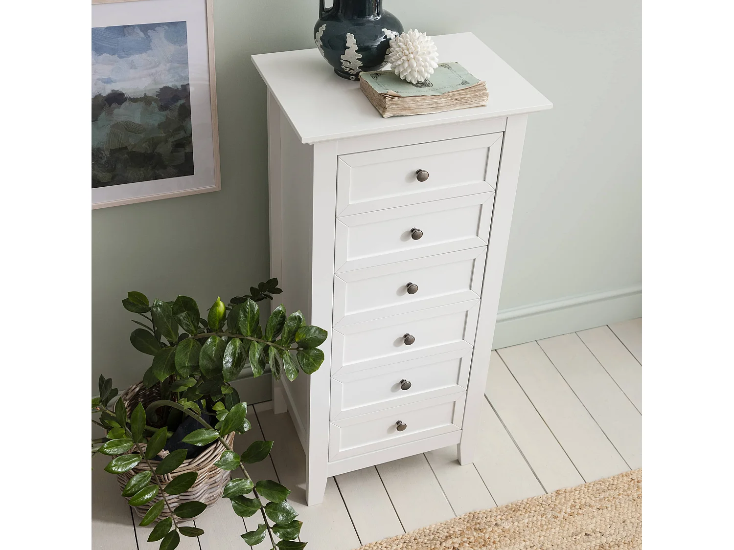 Noa & Nani Karlstad Chest of Drawers Tall Bedroom 6 Drawer in White
