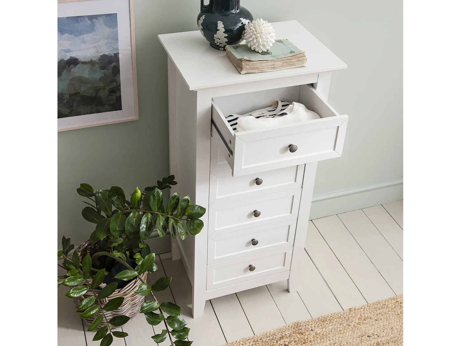 Noa & Nani Karlstad Chest of Drawers Tall Bedroom 6 Drawer in White