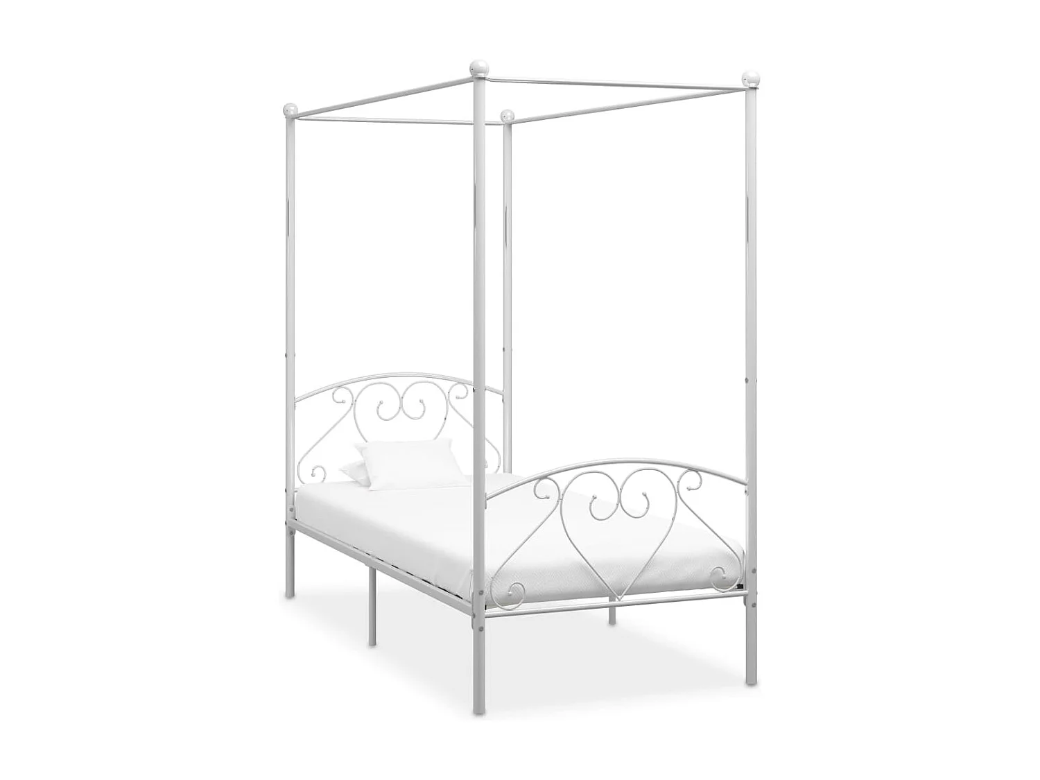 284426 Berkfield Canopy Bed Frame without Mattress White Metal 90x200 cm