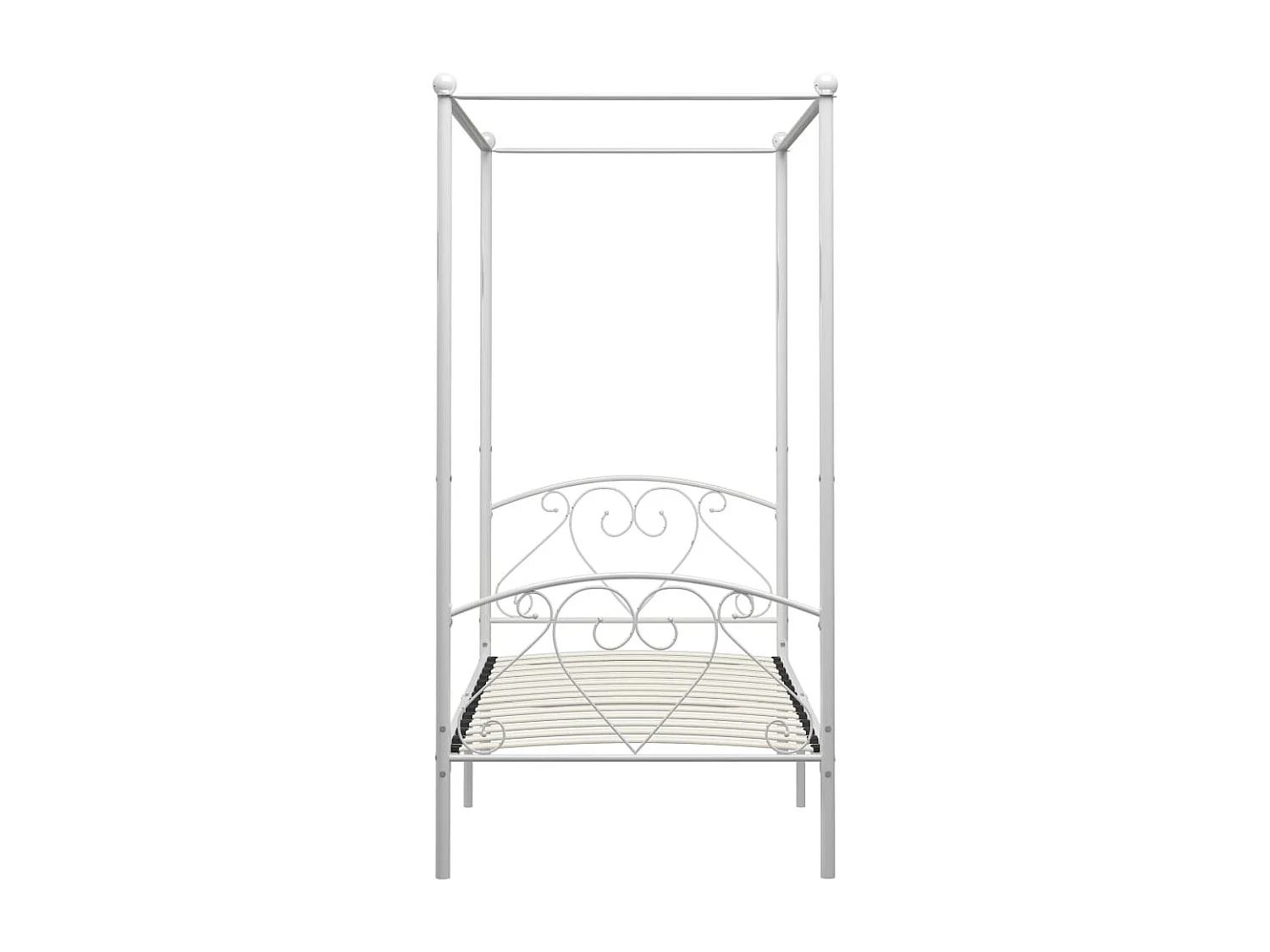 284426 Berkfield Canopy Bed Frame without Mattress White Metal 90x200 cm