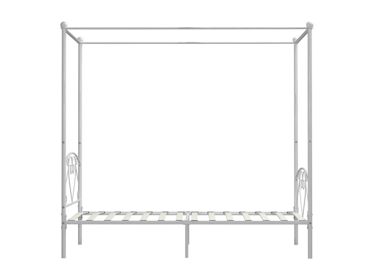 284426 Berkfield Canopy Bed Frame without Mattress White Metal 90x200 cm