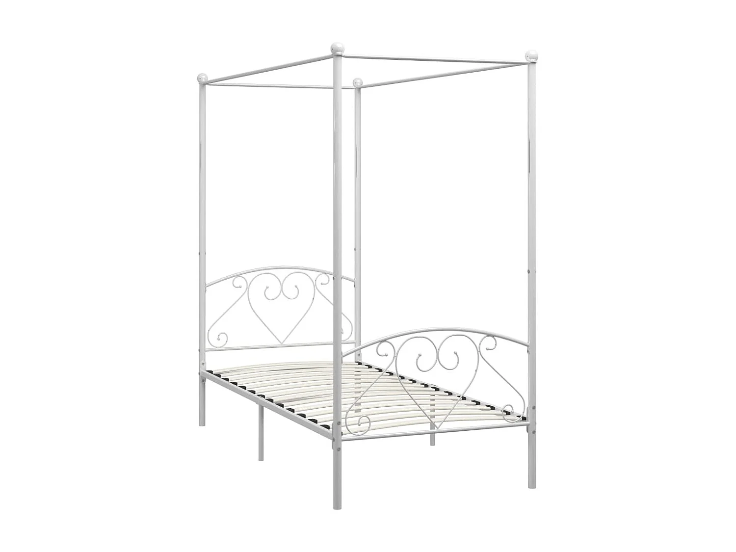 284427 Berkfield Canopy Bed Frame without Mattress White Metal 100x200 cm