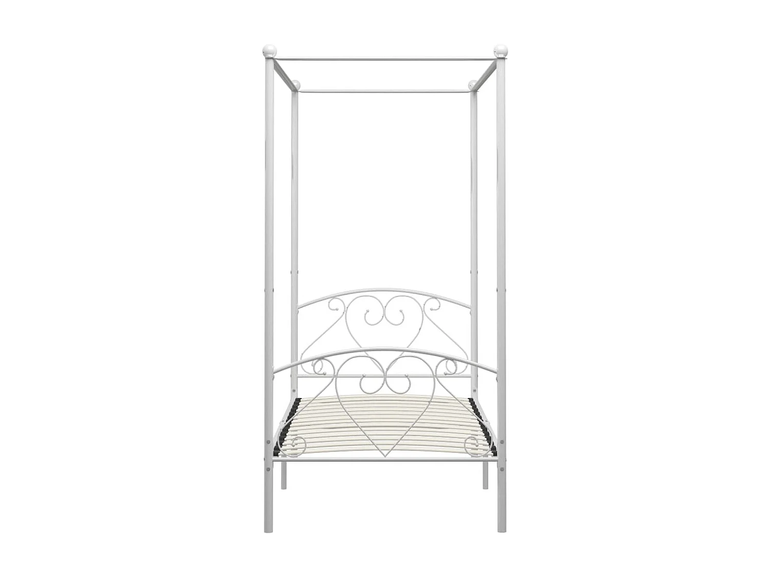 284427 Berkfield Canopy Bed Frame without Mattress White Metal 100x200 cm