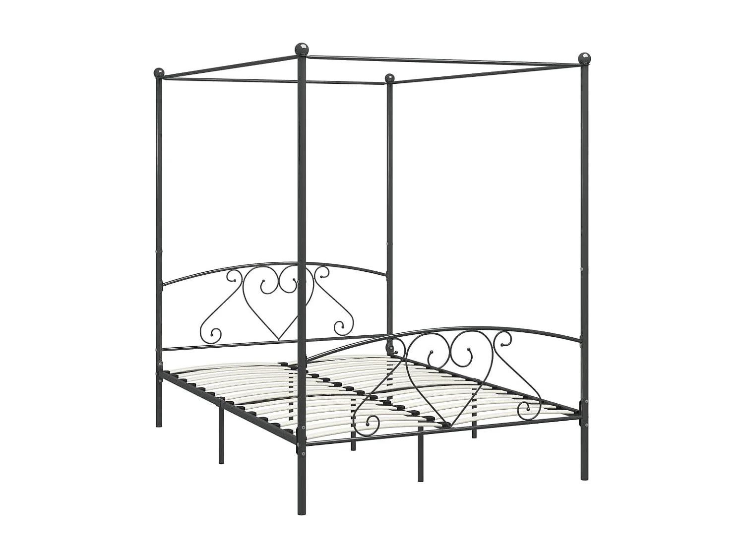 284443 Berkfield Canopy Bed Frame without Mattress Grey Metal 140x200 cm