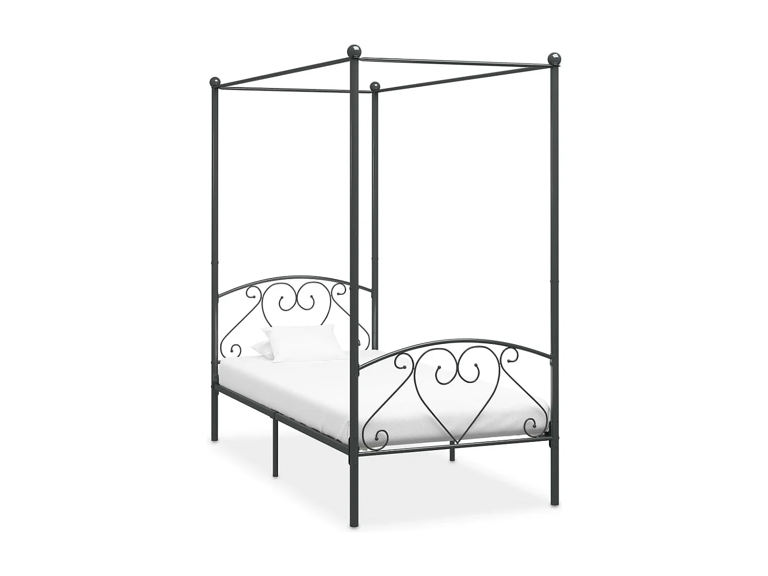 284442 Berkfield Canopy Bed Frame without Mattress Grey Metal 120x200 cm