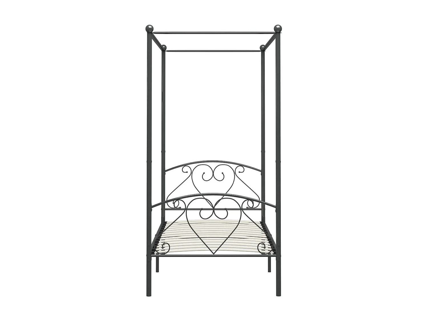 284442 Berkfield Canopy Bed Frame without Mattress Grey Metal 120x200 cm