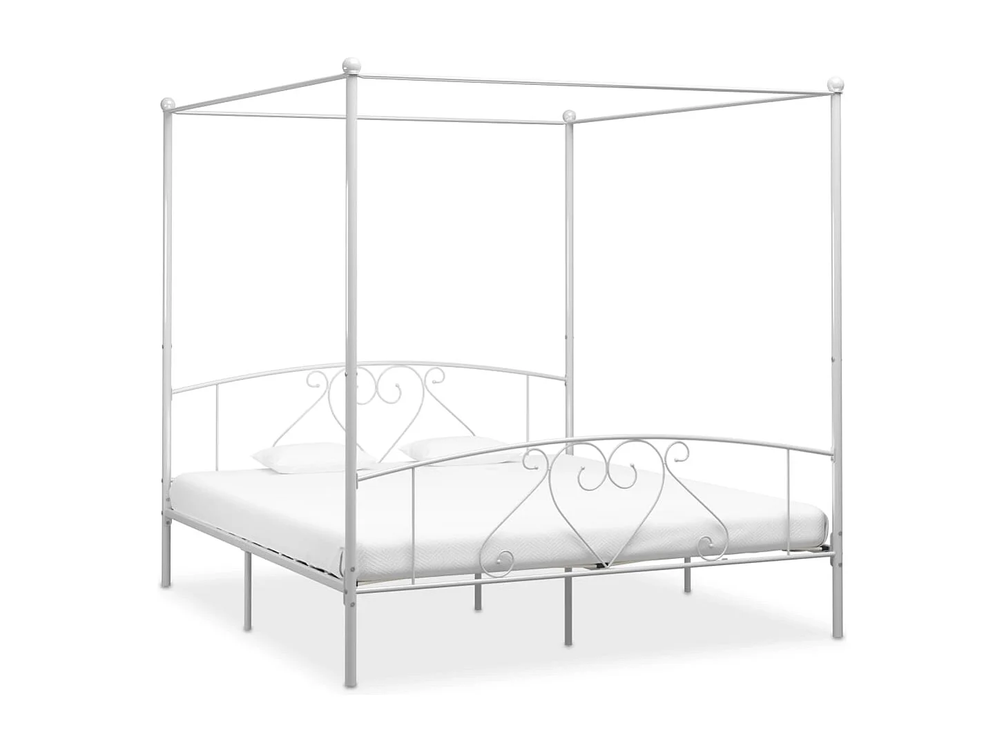 284432 Berkfield Canopy Bed Frame without Mattress White Metal 200x200 cm