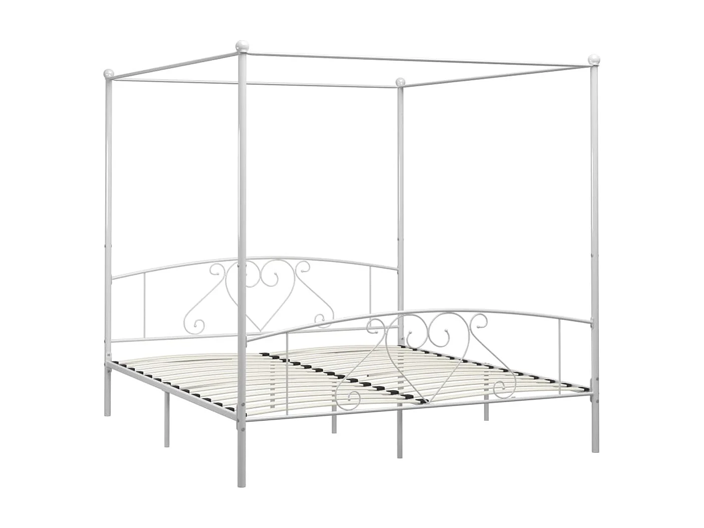 284432 Berkfield Canopy Bed Frame without Mattress White Metal 200x200 cm