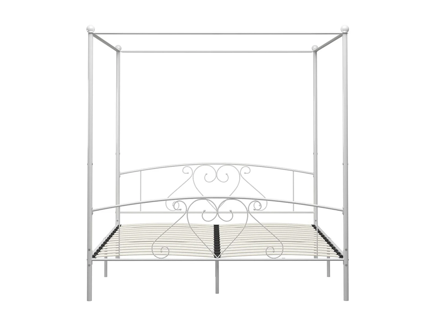 284432 Berkfield Canopy Bed Frame without Mattress White Metal 200x200 cm