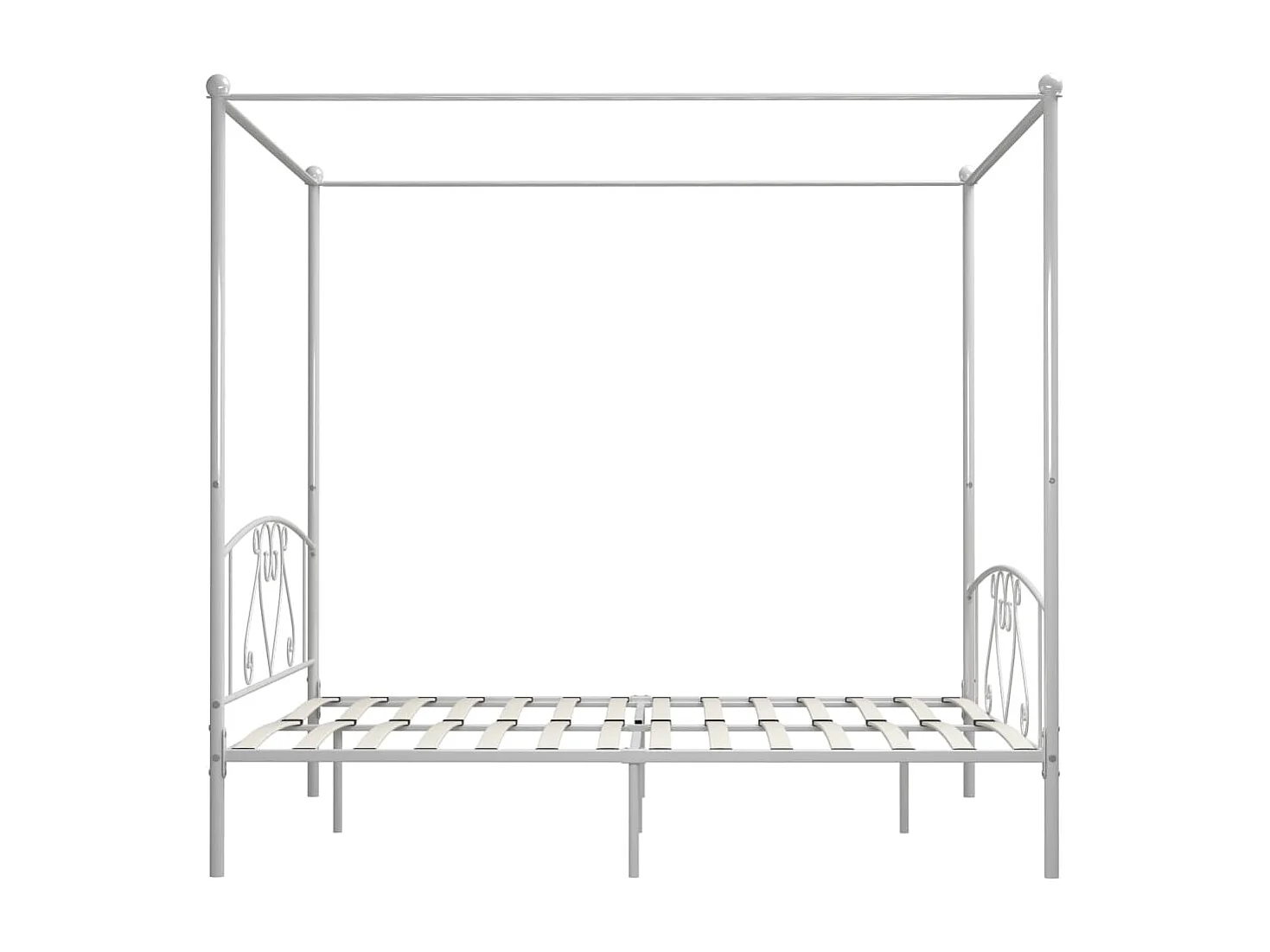 284432 Berkfield Canopy Bed Frame without Mattress White Metal 200x200 cm