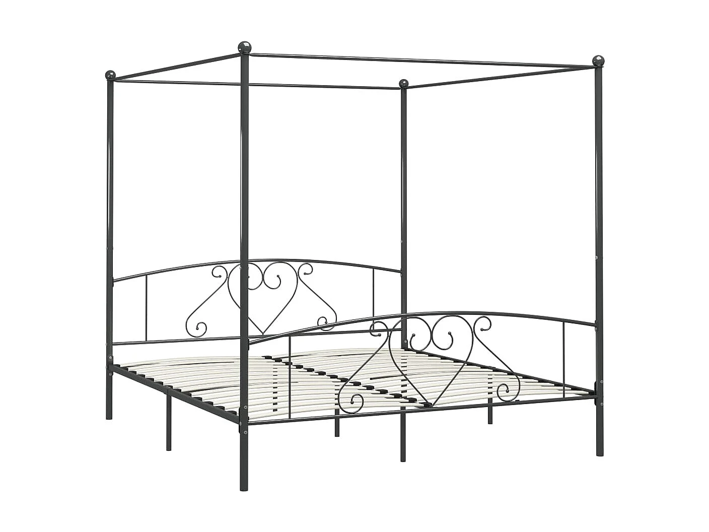 284446 Berkfield Canopy Bed Frame without Mattress Grey Metal 200x200 cm