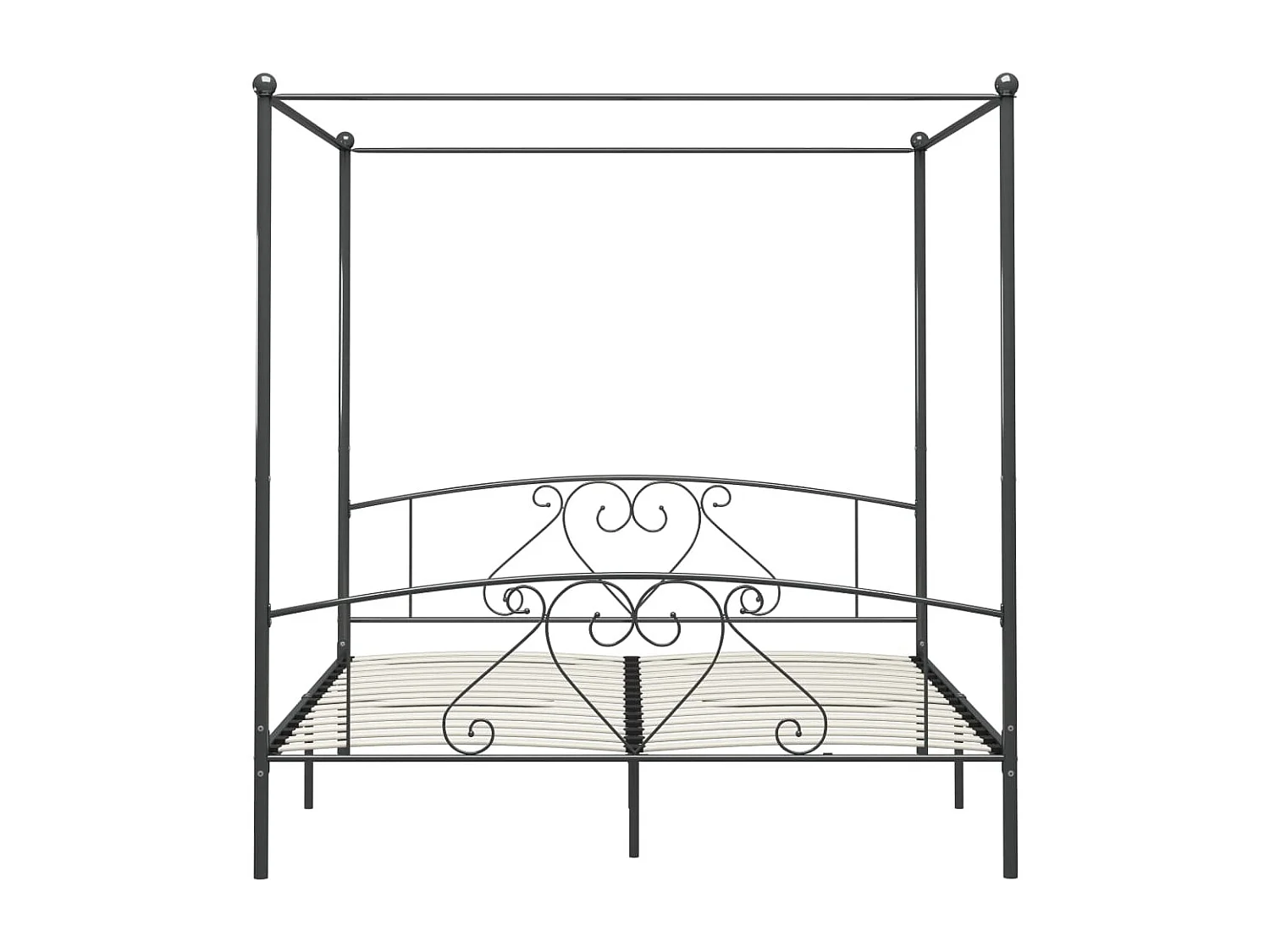 284446 Berkfield Canopy Bed Frame without Mattress Grey Metal 200x200 cm