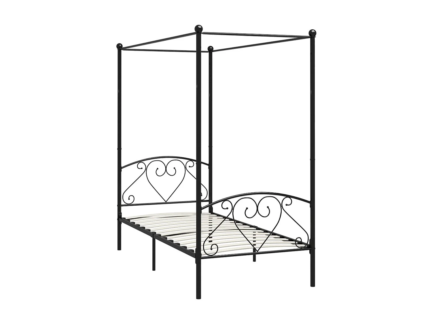 284434 Berkfield Canopy Bed Frame without Mattress Black Metal 100x200 cm
