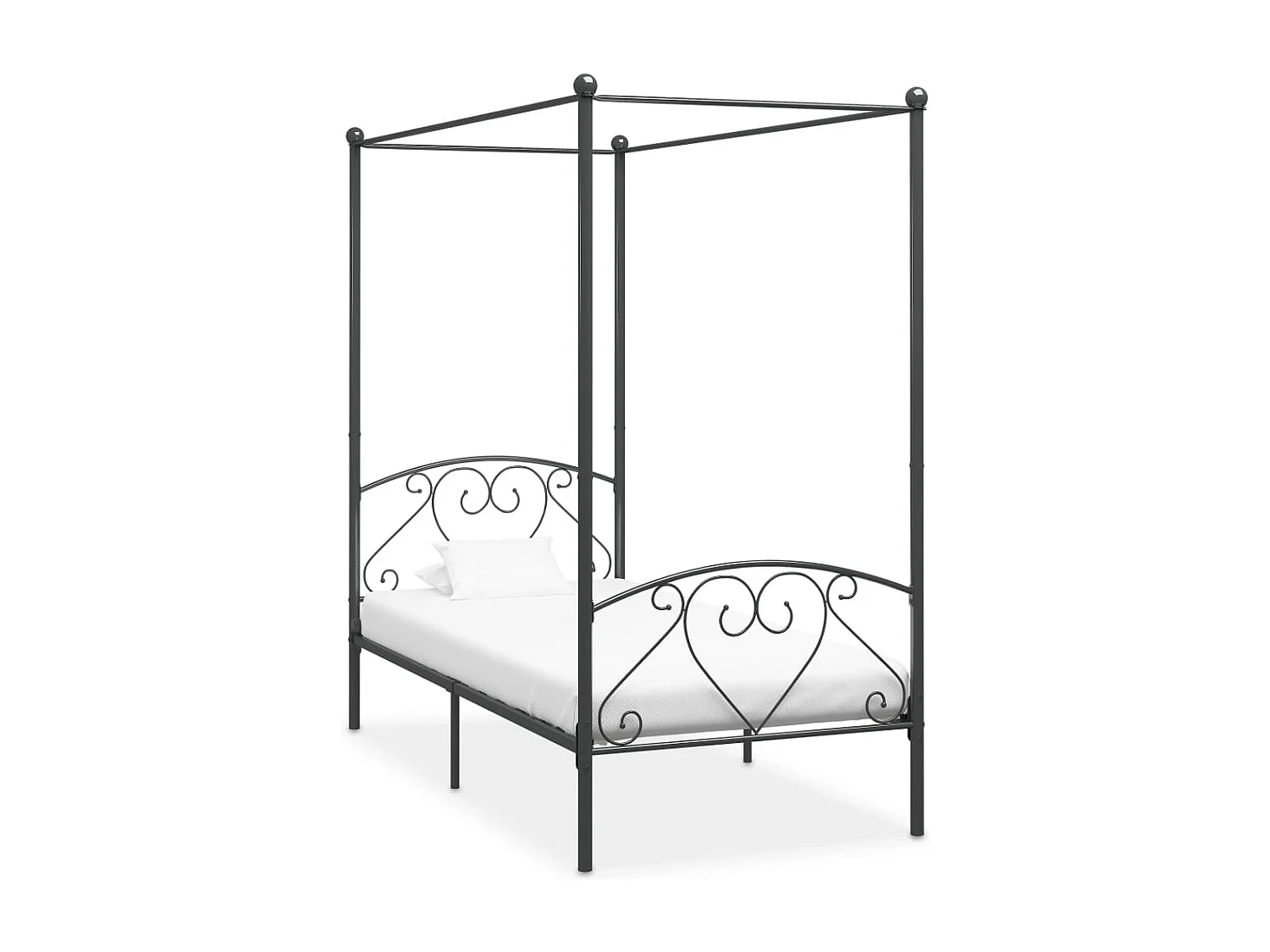 284441 Berkfield Canopy Bed Frame without Mattress Grey Metal 100x200 cm