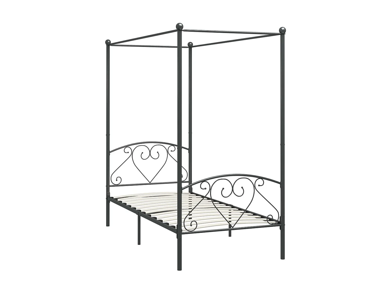 284441 Berkfield Canopy Bed Frame without Mattress Grey Metal 100x200 cm