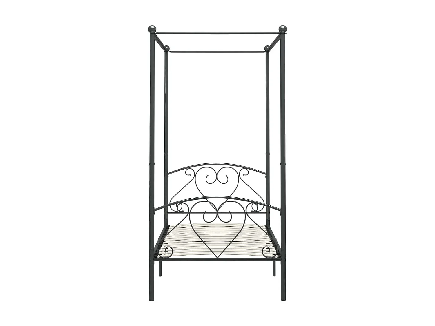284441 Berkfield Canopy Bed Frame without Mattress Grey Metal 100x200 cm