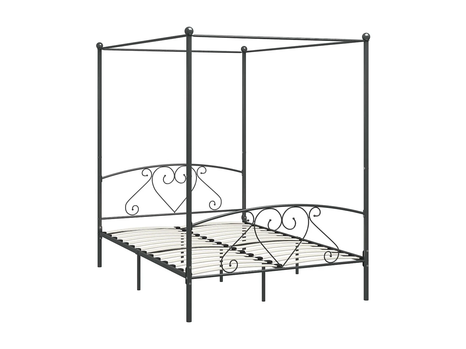 284444 Berkfield Canopy Bed Frame without Mattress Grey Metal 160x200 cm