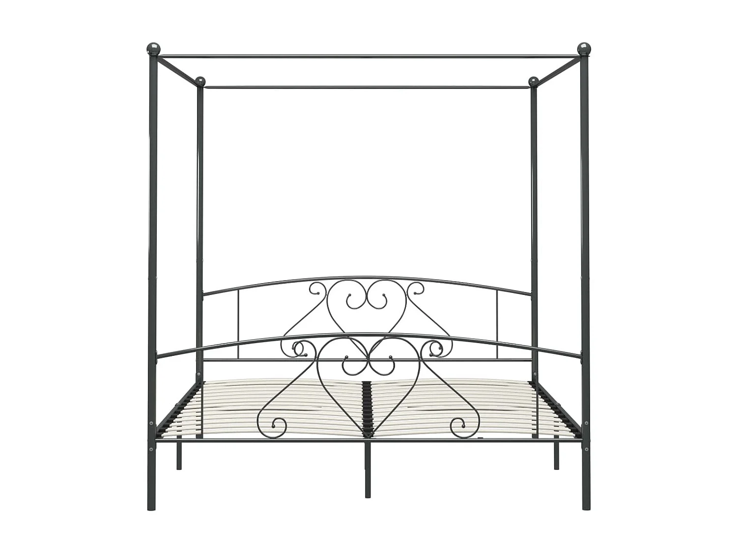 284445 Berkfield Canopy Bed Frame without Mattress Grey Metal 180x200 cm Super King