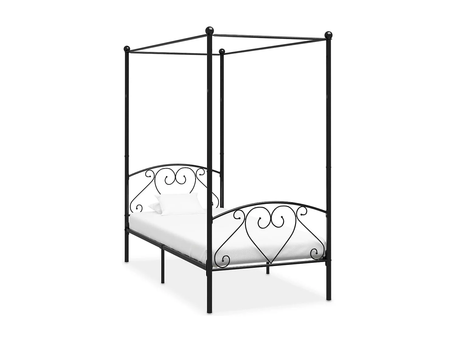 284433 Berkfield Canopy Bed Frame without Mattress Black Metal 90x200 cm