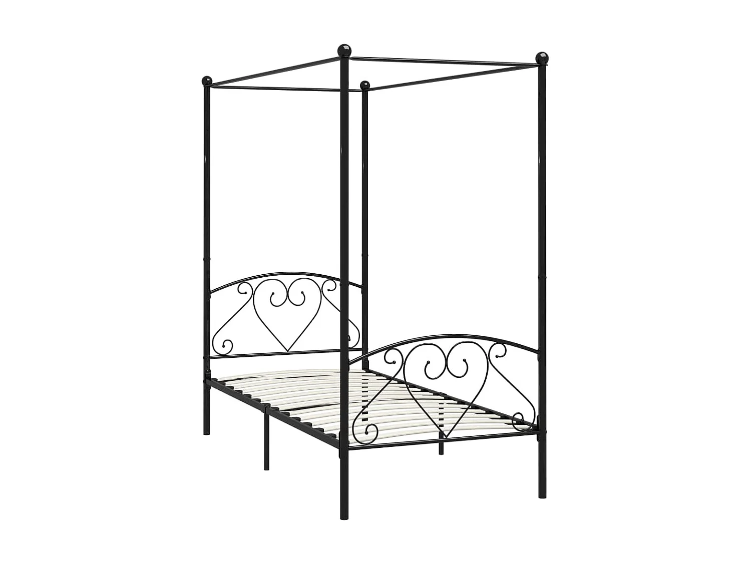 284433 Berkfield Canopy Bed Frame without Mattress Black Metal 90x200 cm