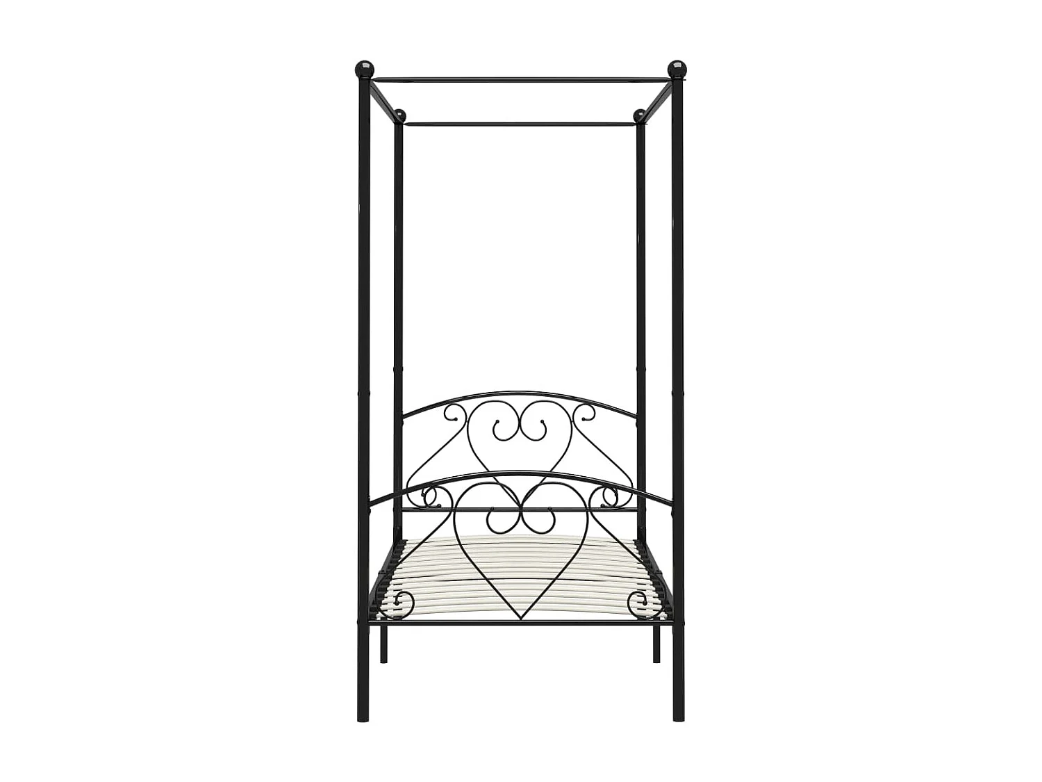 284433 Berkfield Canopy Bed Frame without Mattress Black Metal 90x200 cm