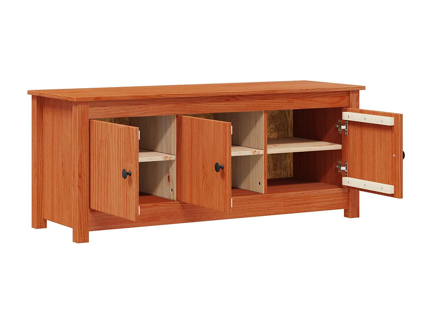 Berkfield Shoe Cabinet Wax Brown 110 x 38 x 45.5 cm Solid Pine Wood