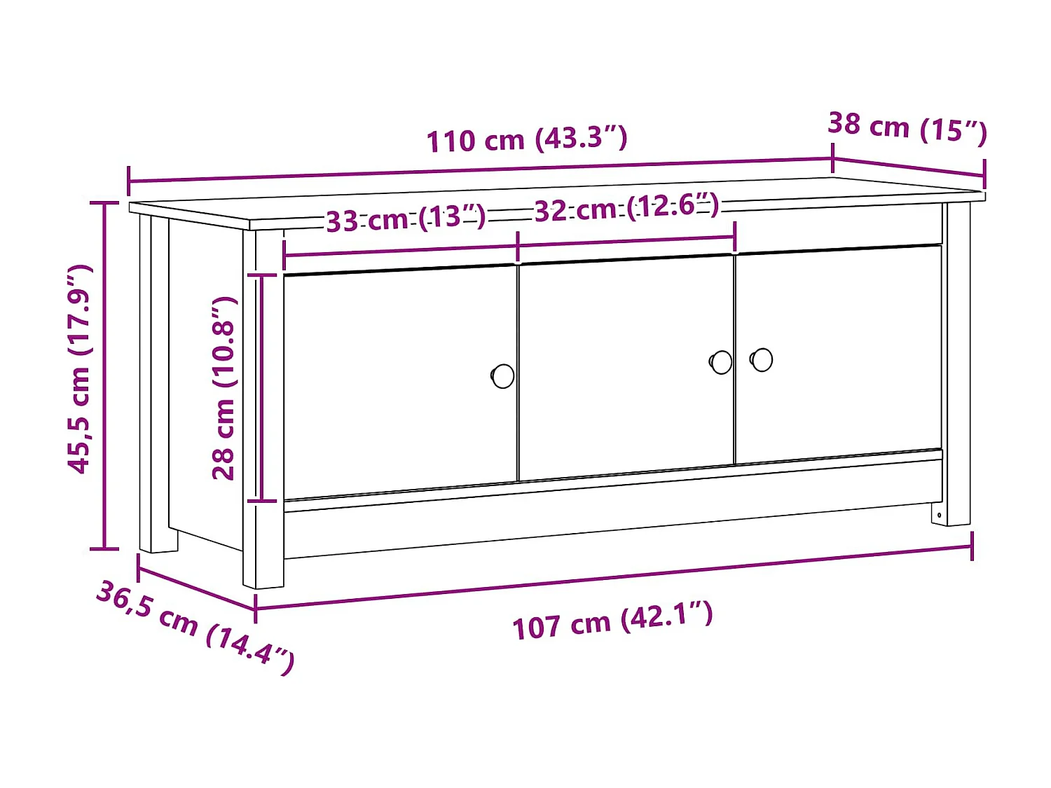 Berkfield Shoe Cabinet Wax Brown 110 x 38 x 45.5 cm Solid Pine Wood