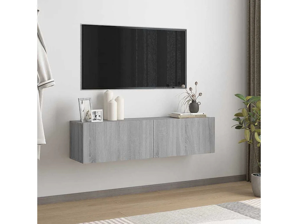 Berkfield TV Wall Cabinet Grey Sonoma 120x30x30 cm Engineered Wood