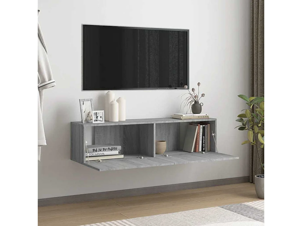 Berkfield TV Wall Cabinet Grey Sonoma 120x30x30 cm Engineered Wood