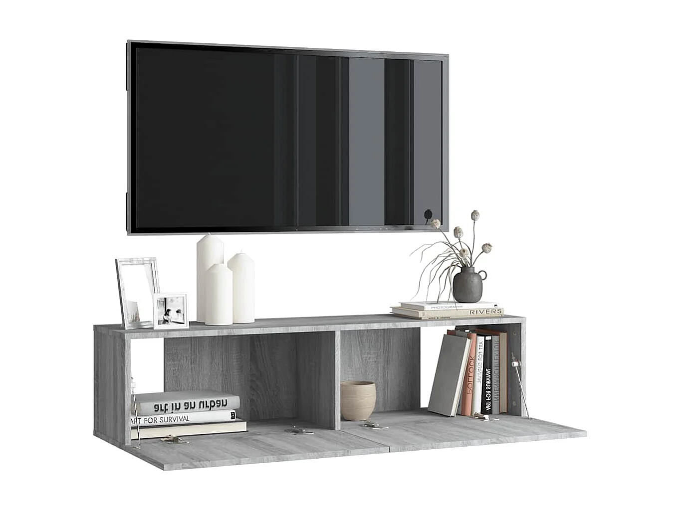 Berkfield TV Wall Cabinet Grey Sonoma 120x30x30 cm Engineered Wood
