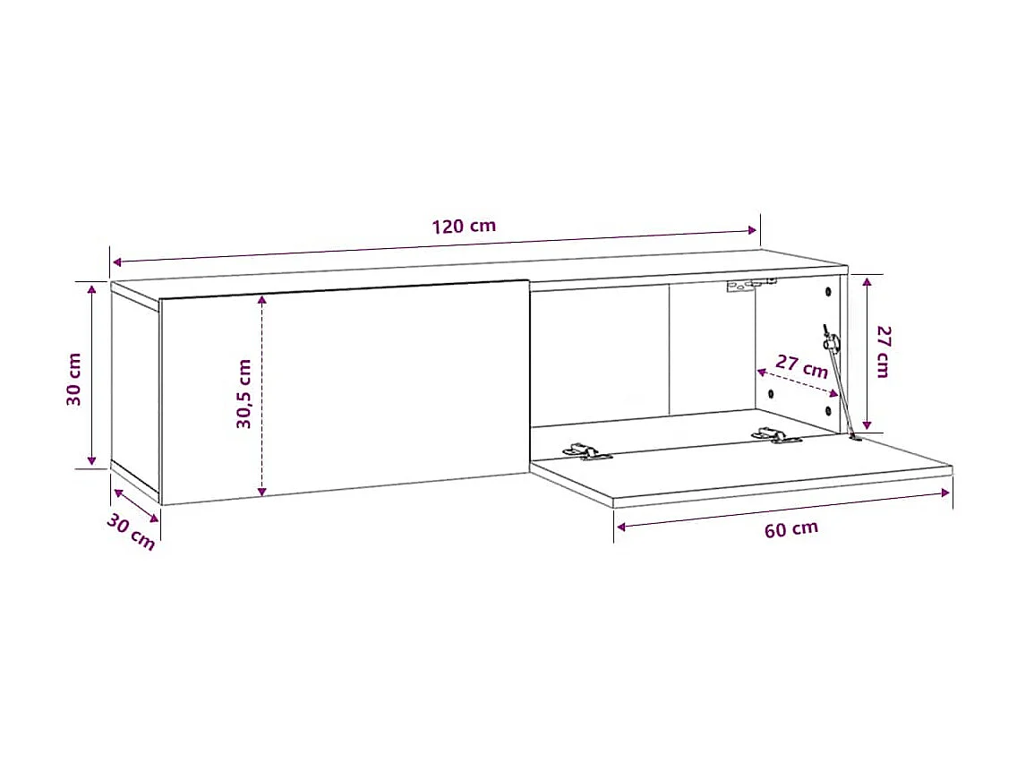 Berkfield TV Wall Cabinet Grey Sonoma 120x30x30 cm Engineered Wood