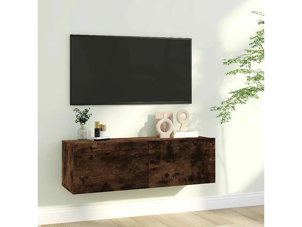 Berkfield TV Wall Cabinet Smoked Oak 100x30x30 cm Engineered Wood