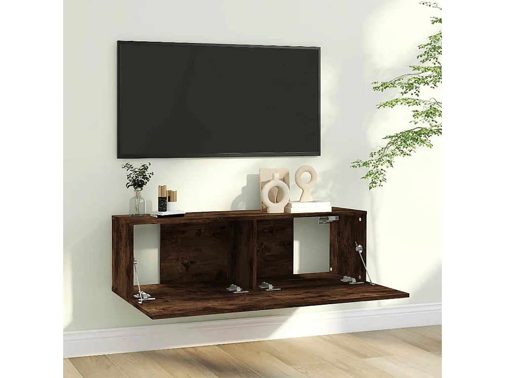 Berkfield TV Wall Cabinet Smoked Oak 100x30x30 cm Engineered Wood