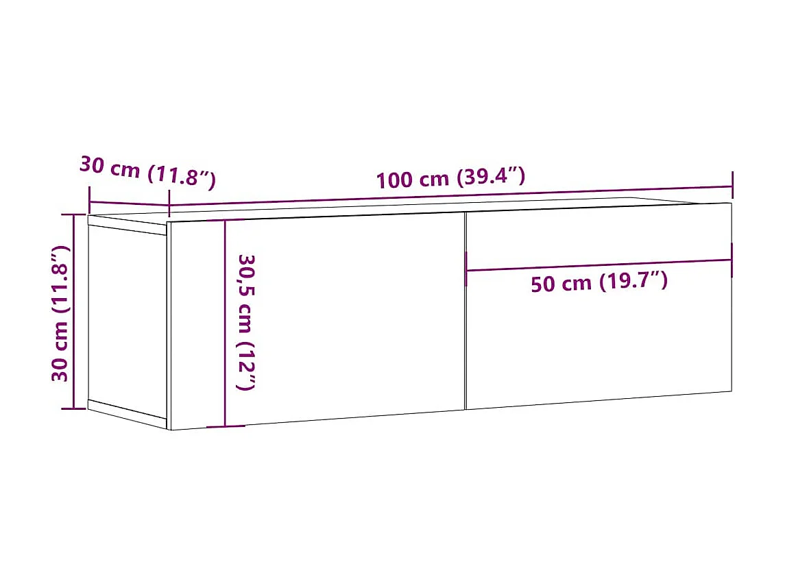 Berkfield TV Wall Cabinet Smoked Oak 100x30x30 cm Engineered Wood