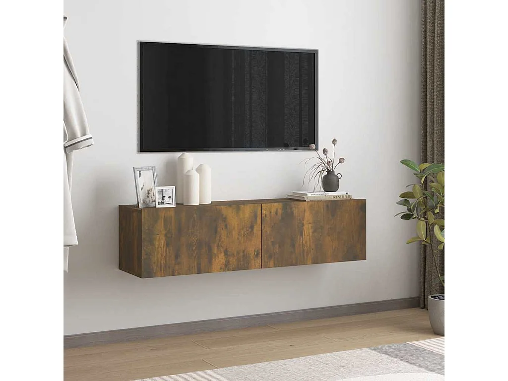 Berkfield TV Wall Cabinet Smoked Oak 120x30x30 cm Engineered Wood