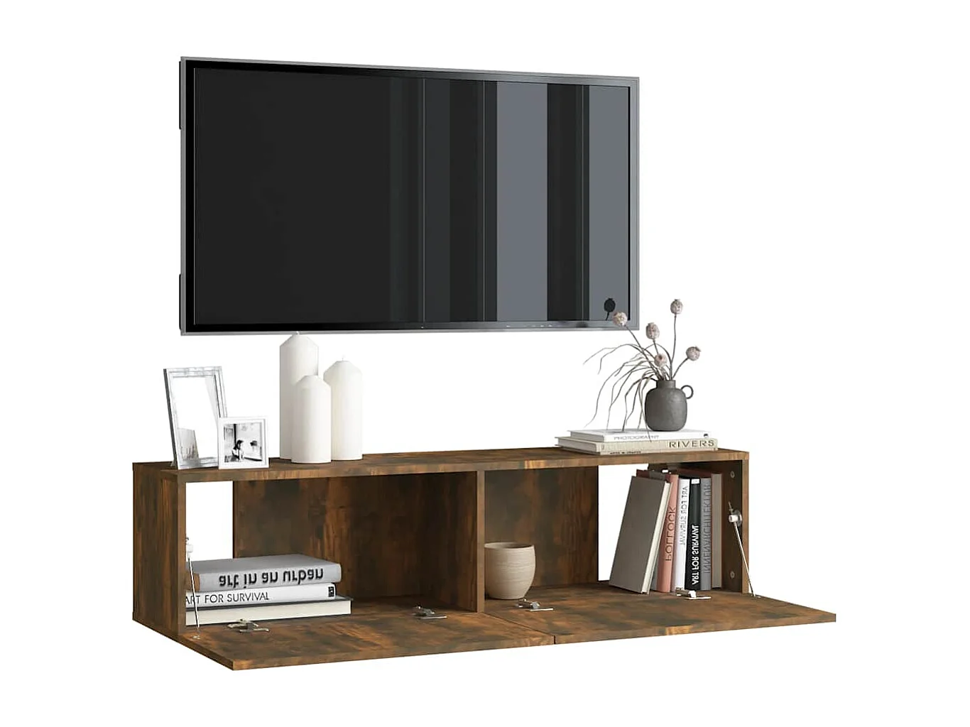 Berkfield TV Wall Cabinet Smoked Oak 120x30x30 cm Engineered Wood